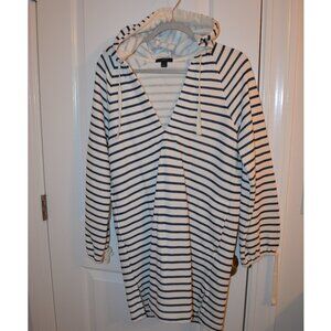 J.Crew Navy/White striped Hooded Beach Cover Up